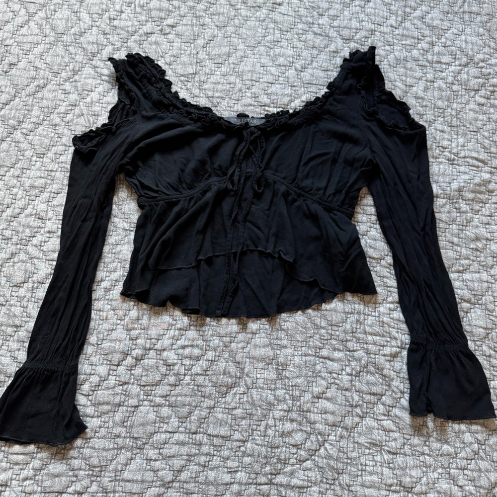 Killstar Black Ruffled Off-Shoulder Top